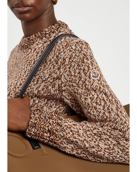 Moncler Brown Chunky Knit Wool Jumper