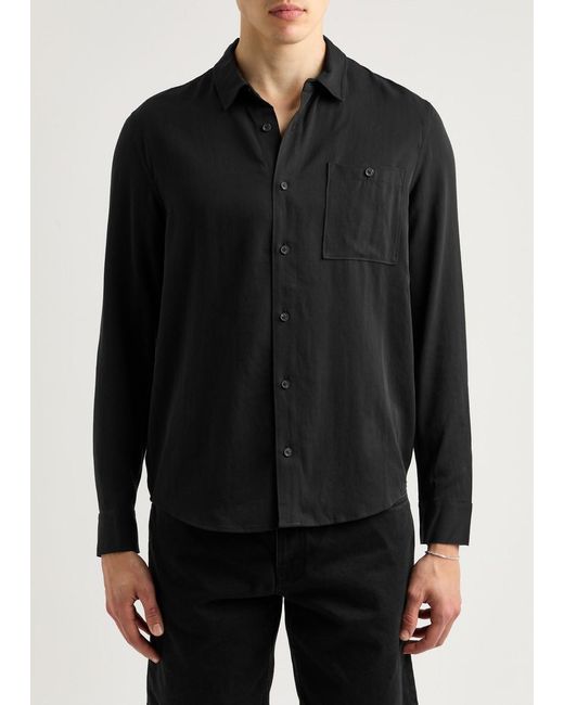 PAIGE Black Wardin Woven Shirt for men