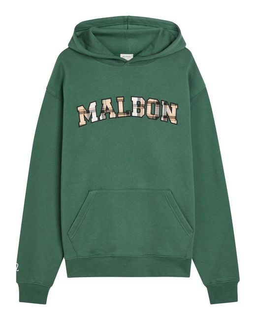 Malbon Green Fesque Preston Logo-Appliquéd Hooded Cotton Sweatshirt for men