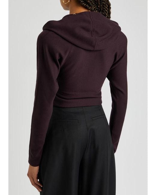 Saint Laurent Black Hooded Cross-over Wool Top