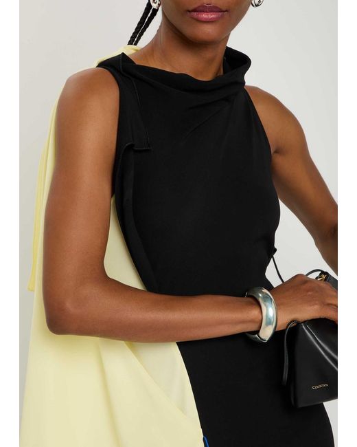 Loewe Blue Colour-Blocked Asymmetric Cady Midi Dress
