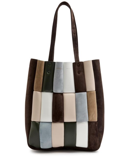 Khaite Black Zoe Patchwork Leather And Suede Tote Bag
