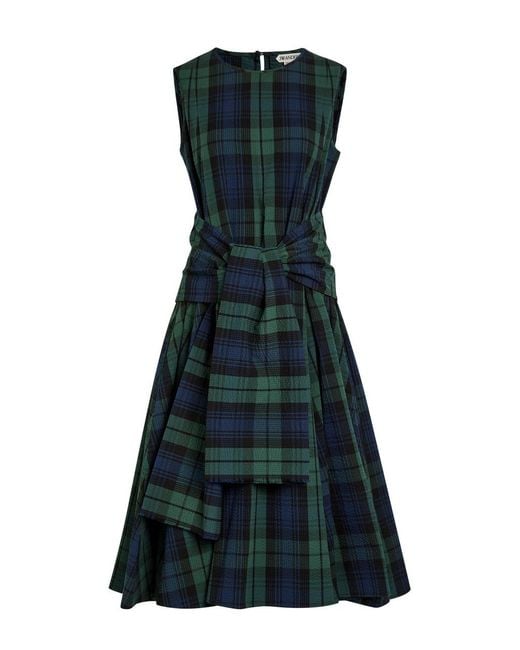 J.W. Anderson Blue Cloque Checked Seersucker Midi Dress