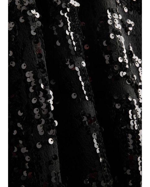 Victoria Beckham Black Sequin-Embellished Open-Back Tulle Gown