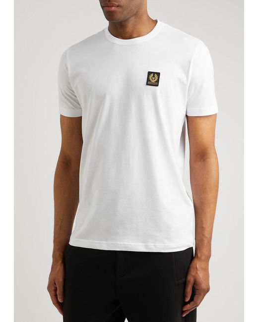 Belstaff White Logo Cotton T-shirt for men