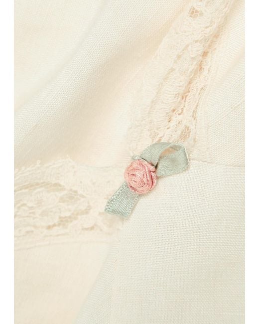 Rixo White Clarice Lace-Embellished Linen-Blend Maxi Dress