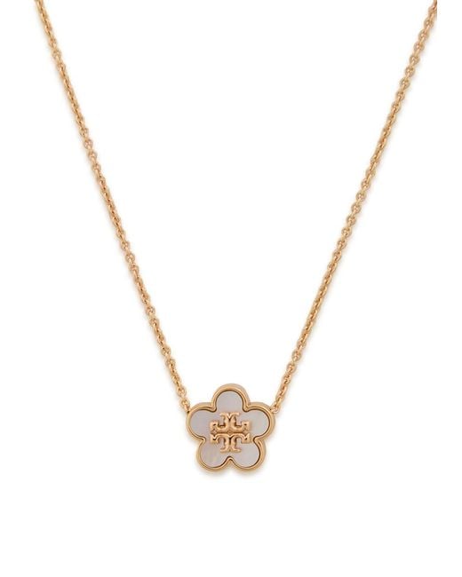 Tory Burch Metallic Forget Me Not Pearl-Embellished 18Kt-Plated Necklace