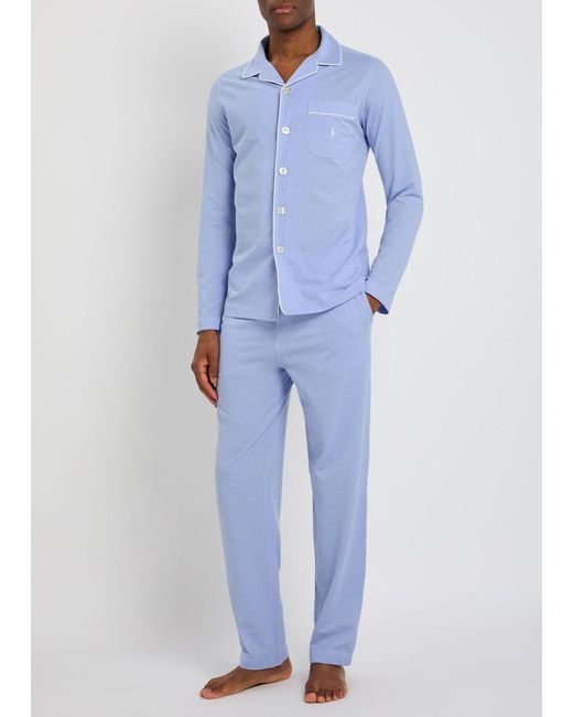 Polo Ralph Lauren Blue Logo-Embroidered Cotton Pyjama Set for men