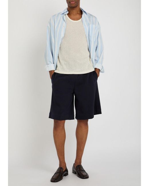 Jil Sander Blue Cotton Shorts for men