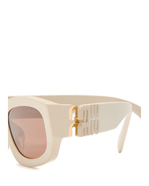 Miu Miu Natural Narrow Rectangle-Frame Sunglasses