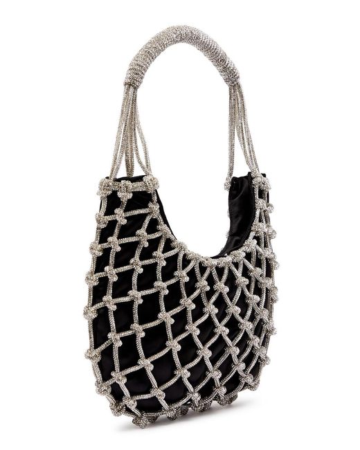 Rosantica Black Nodi Crystal-embellished Satin Shoulder Bag