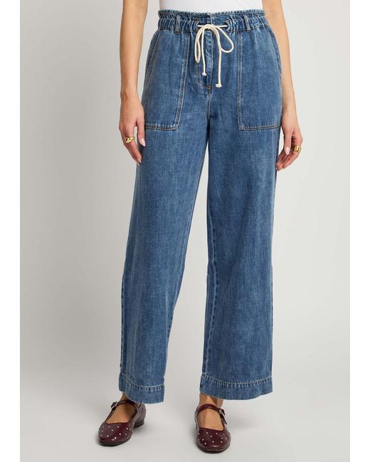 Rails Blue Ryan Wide-Leg Stretch-Denim Trousers