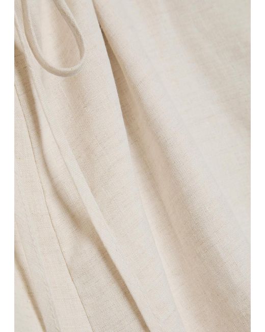 Staud Natural Mateo Cropped Wide-Leg Linen Trousers