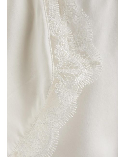 Simone Perele White Love Me Lace-Trim Silk-Satin Pyjama Shorts