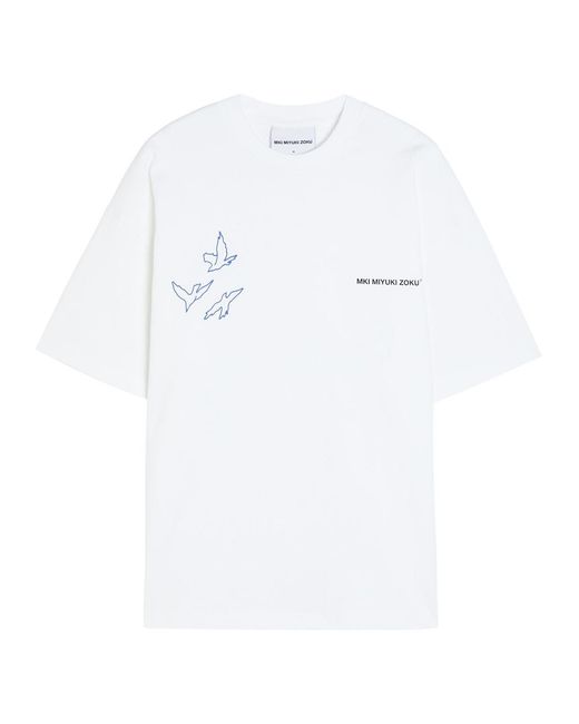 MKI Miyuki-Zoku White Flight Printed Cotton T-Shirt for men