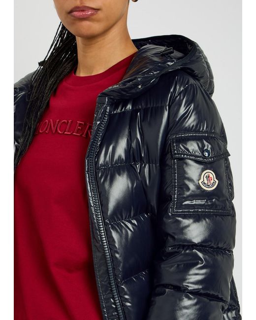 Moncler Blue Courcelles Glossed Shell Parka Coat