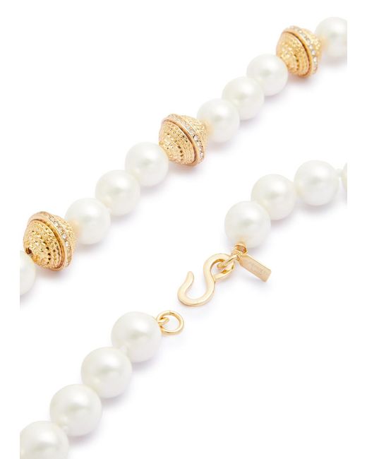 Kenneth Jay Lane White Faux Beaded Necklace