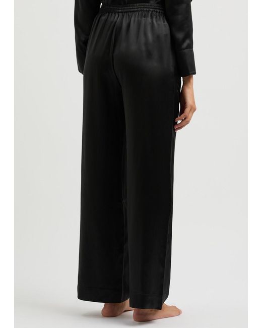 Fleur Of England Black Fleur Du Jour Silk-Satin Pyjama Trousers