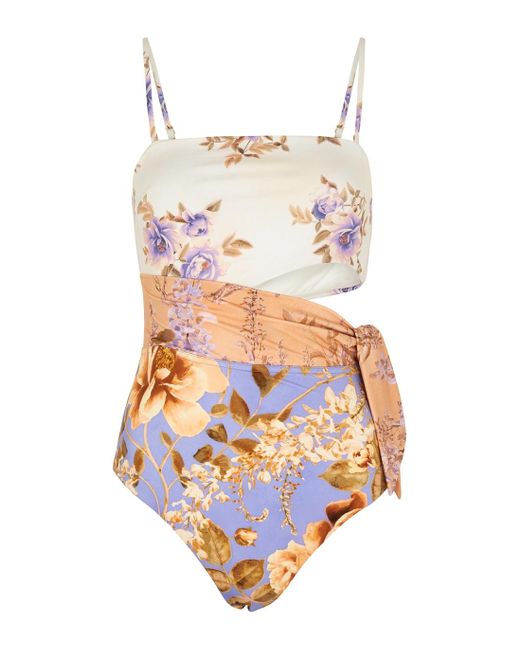 Zimmermann Synthetic Rosa Floral-print Cut-out Swimsuit - Lyst