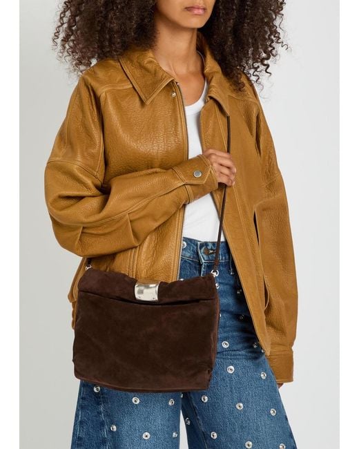 Staud Brown Cuff Suede Clutch