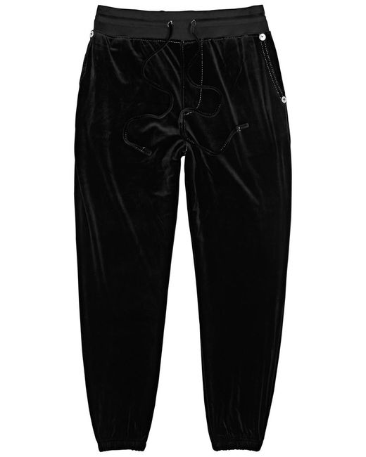 True Religion Black Logo-embroidered Velour Sweatpants for men