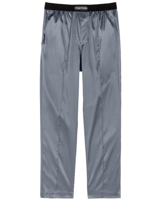 Tom Ford Blue Stretch-silk Satin Pyjama Trousers for men