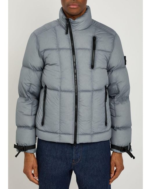 Stone Island Gray Padded Nylon Jacket for men