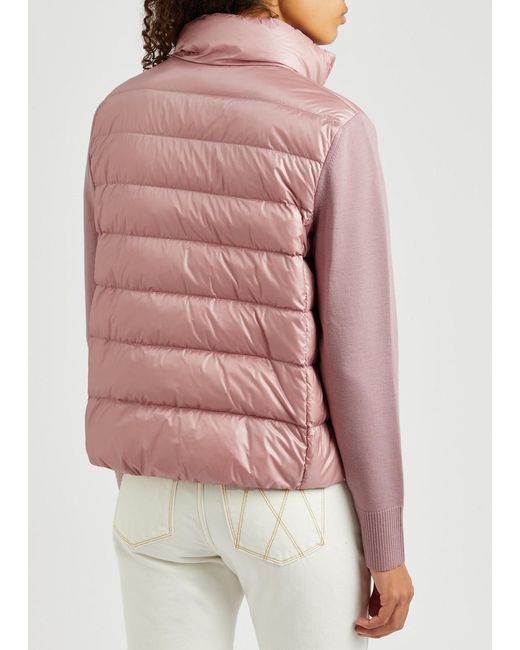 Moncler Pink Quilted Shell And Wool Jacket