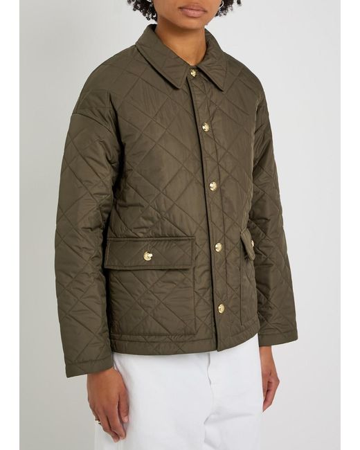 Nili Lotan Green Helah Quilted Shell Jacket