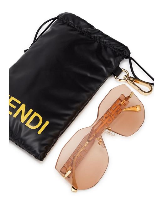 Fendi Natural Graphy Rimless Shield Sunglasses
