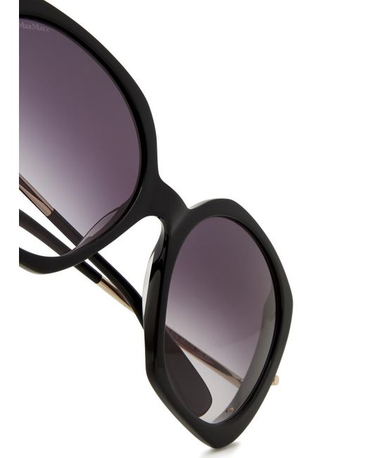 Max Mara Black Malibu Oversized Round-frame Sunglasses
