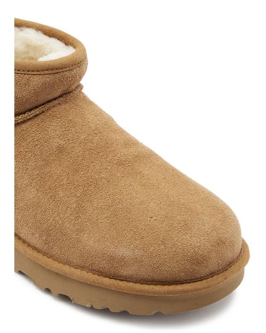 Ugg Brown Classic Ultra Mini Bling Suede Ankle Boots
