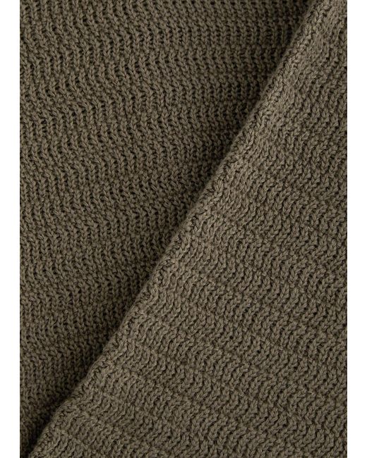 Sunspel Green Textured Cotton Polo Jumper for men