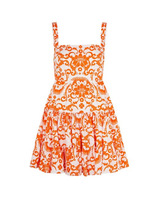 Borgo De Nor Freddie Printed Cotton Mini Dress in Orange | Lyst