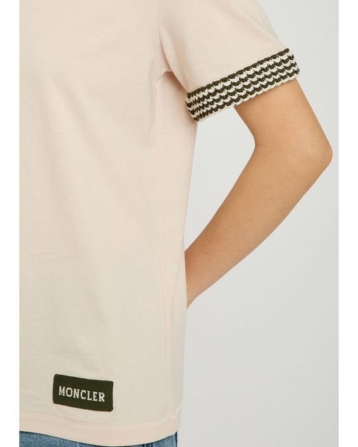 Moncler Natural Knit-Trimmed Cotton T-Shirt