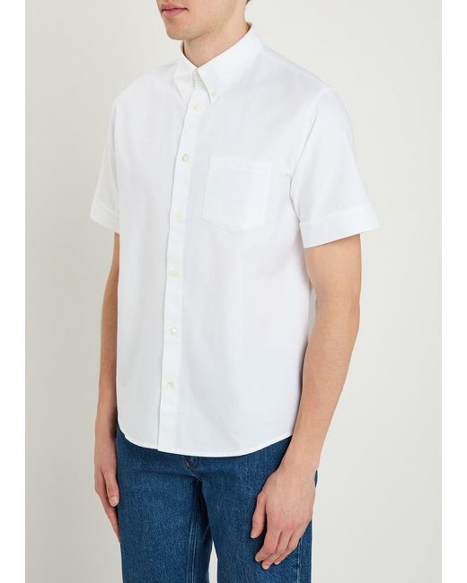 A.P.C. White Jack Logo-Embroidered Cotton Shirt for men