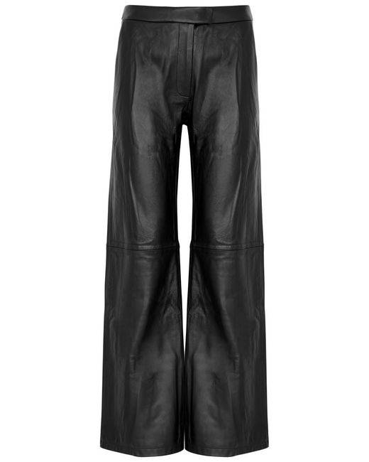 AEXAE Black Wide-leg Wool Trousers