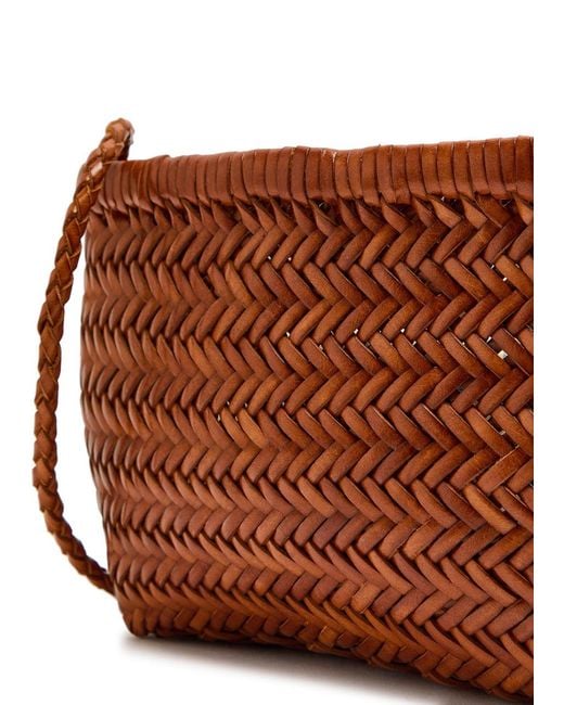 Dragon Diffusion Brown Minsu Woven Leather Cross-Body Bag