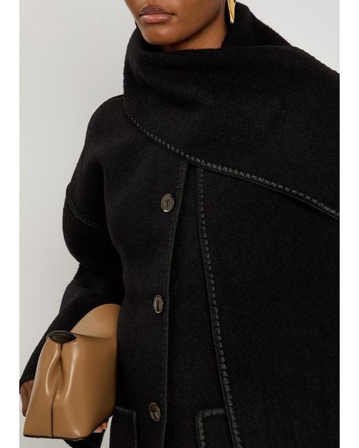 Totême Black Scarf-Effect Wool-Blend Jacket