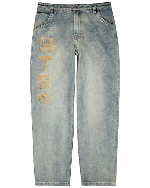 Honor The Gift Blue Embroidered Wide-leg Jeans for men