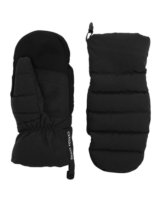 Canada Goose Black Puffer Quilted Shell Mittens for men