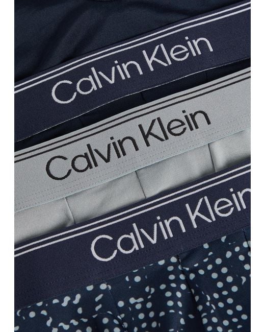 Calvin Klein Blue Brushed Stretch-Microfibre Trunks for men