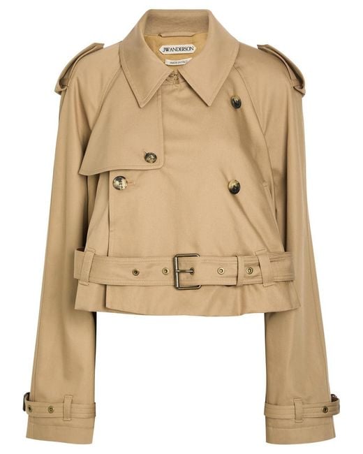 J.W. Anderson Natural Belted Cropped Cotton Trench Coat
