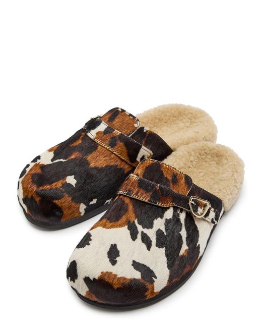 Ancient Greek Sandals Brown Vasilitsa Cow-Print Pony-Hair Mules