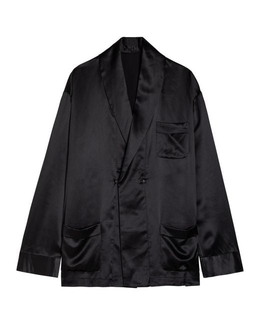Delos Black Gilbert Double-Breasted Silk Jacket