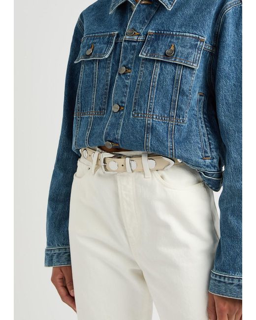 Khaite White Benny Studded Leather Belt