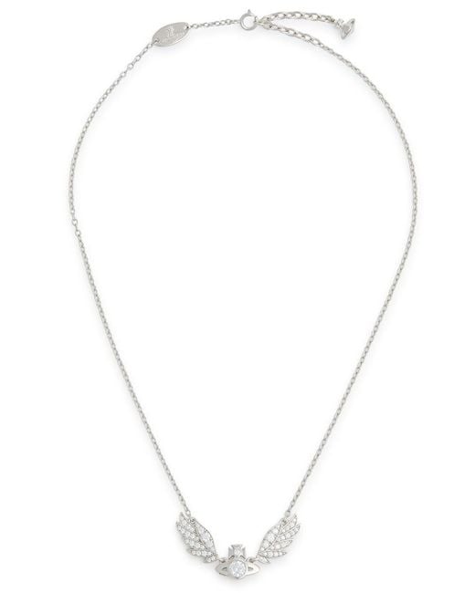 Vivienne Westwood White Dawna Embellished Wings Necklace