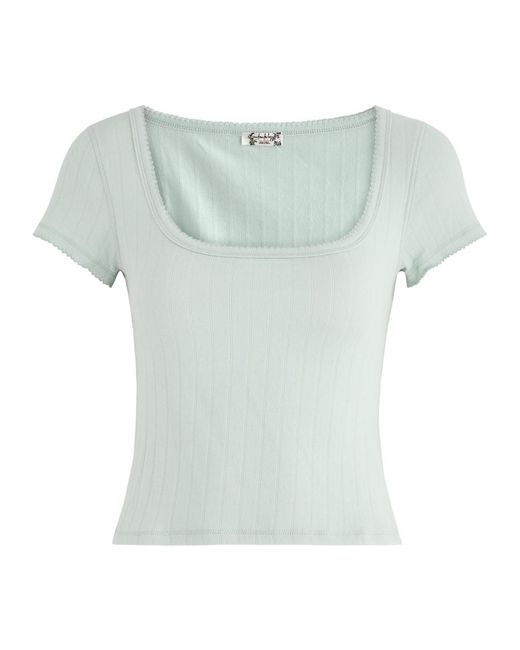 Free People Green End Game Stretch-Cotton T-Shirt