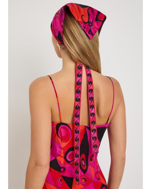 Emilio Pucci Red Printed Silk Headscarf