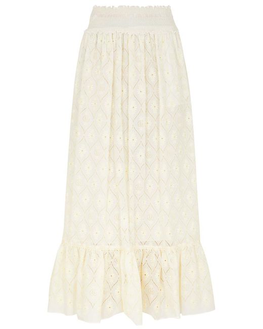 Gucci Natural Broderie Anglaise Cotton Maxi Skirt